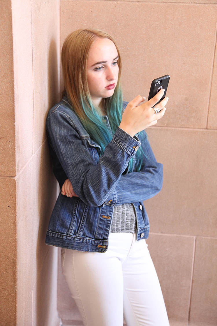 Amber on her cellphone