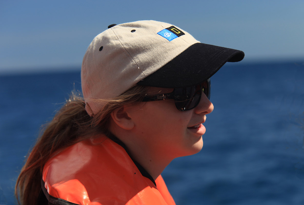 Amber in boat