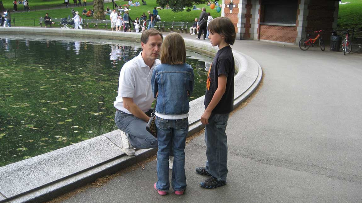 Giving kids a scolding in Central Park