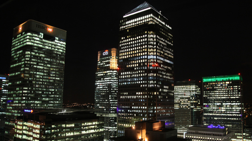 Canary Wharf at night