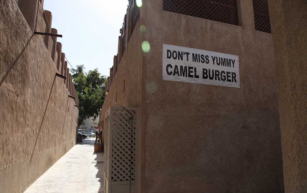 Yummy camel burger sign