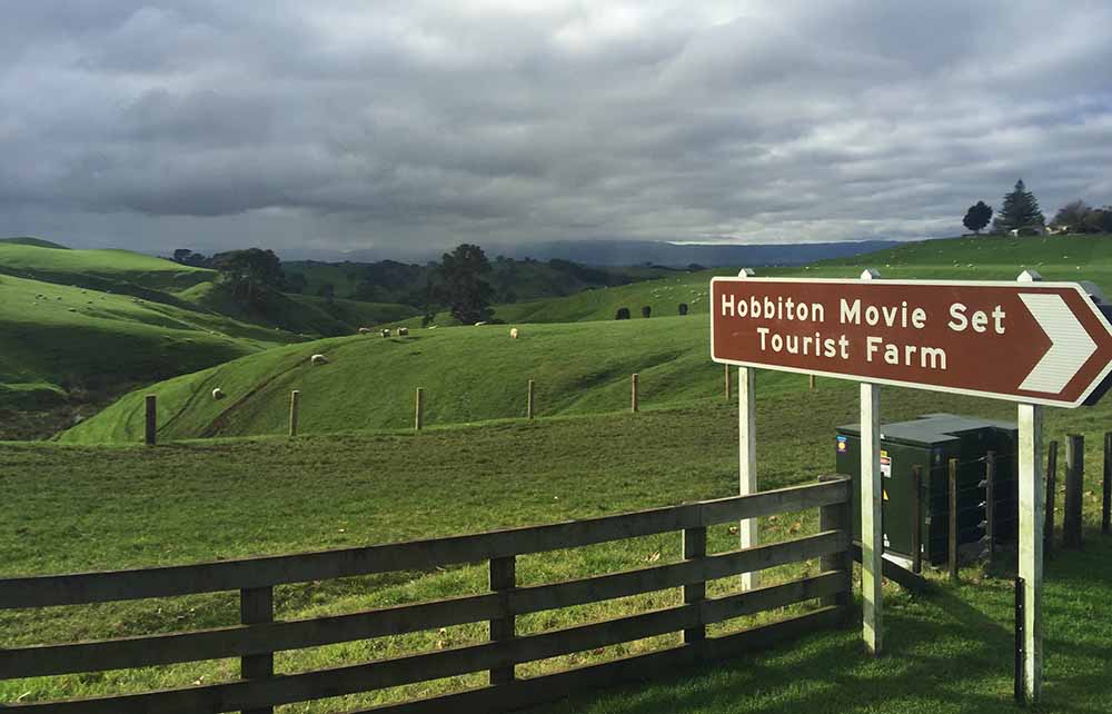 Hobbiton directions sign