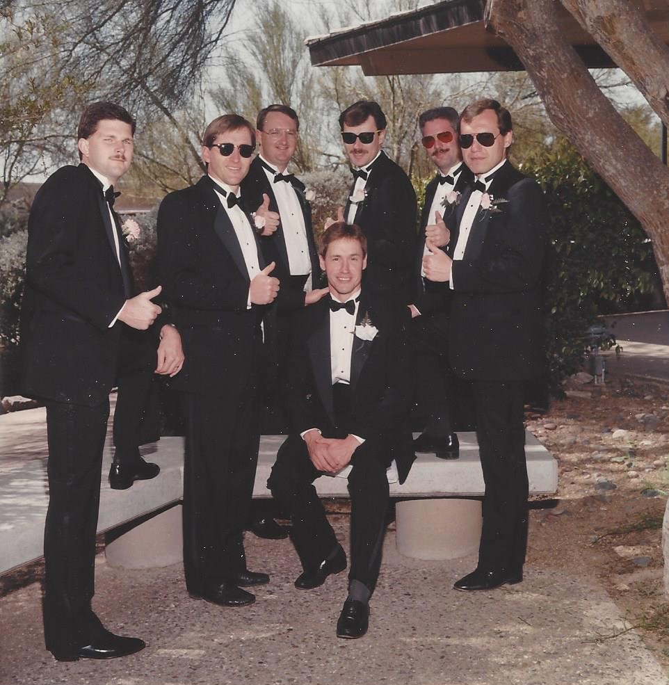 Groomsmen acting cool